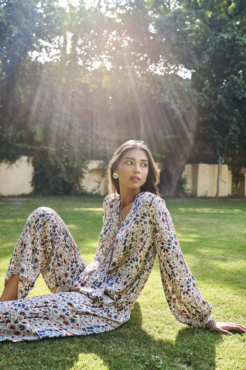 Compose Hand-block Printed Coord - Off White, Off White, image 5